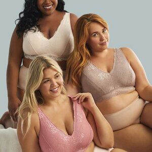 DREAMFIT Women Plus Size Full Coverage Wireless Lace Bralette Wide Straps 4X